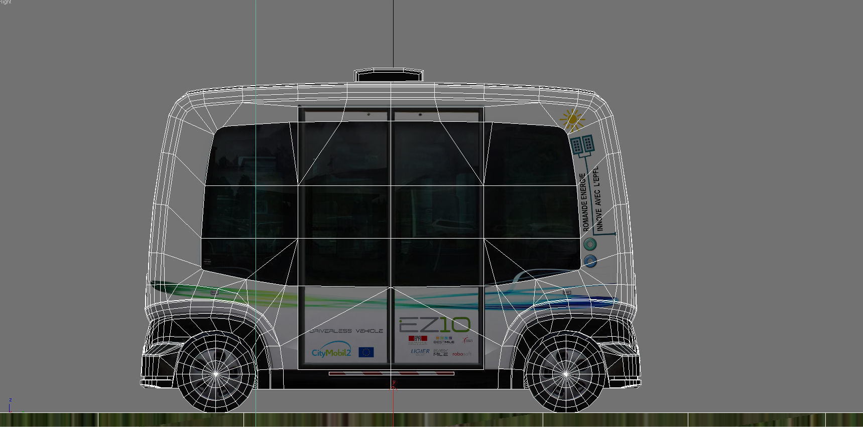 Driverless Electric bus pack Low-poly 3D model_39
