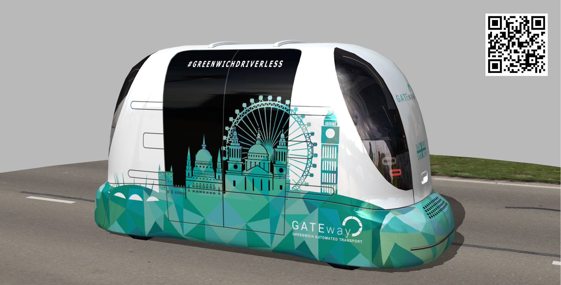 Driverless Electric bus pack Low-poly 3D model_14