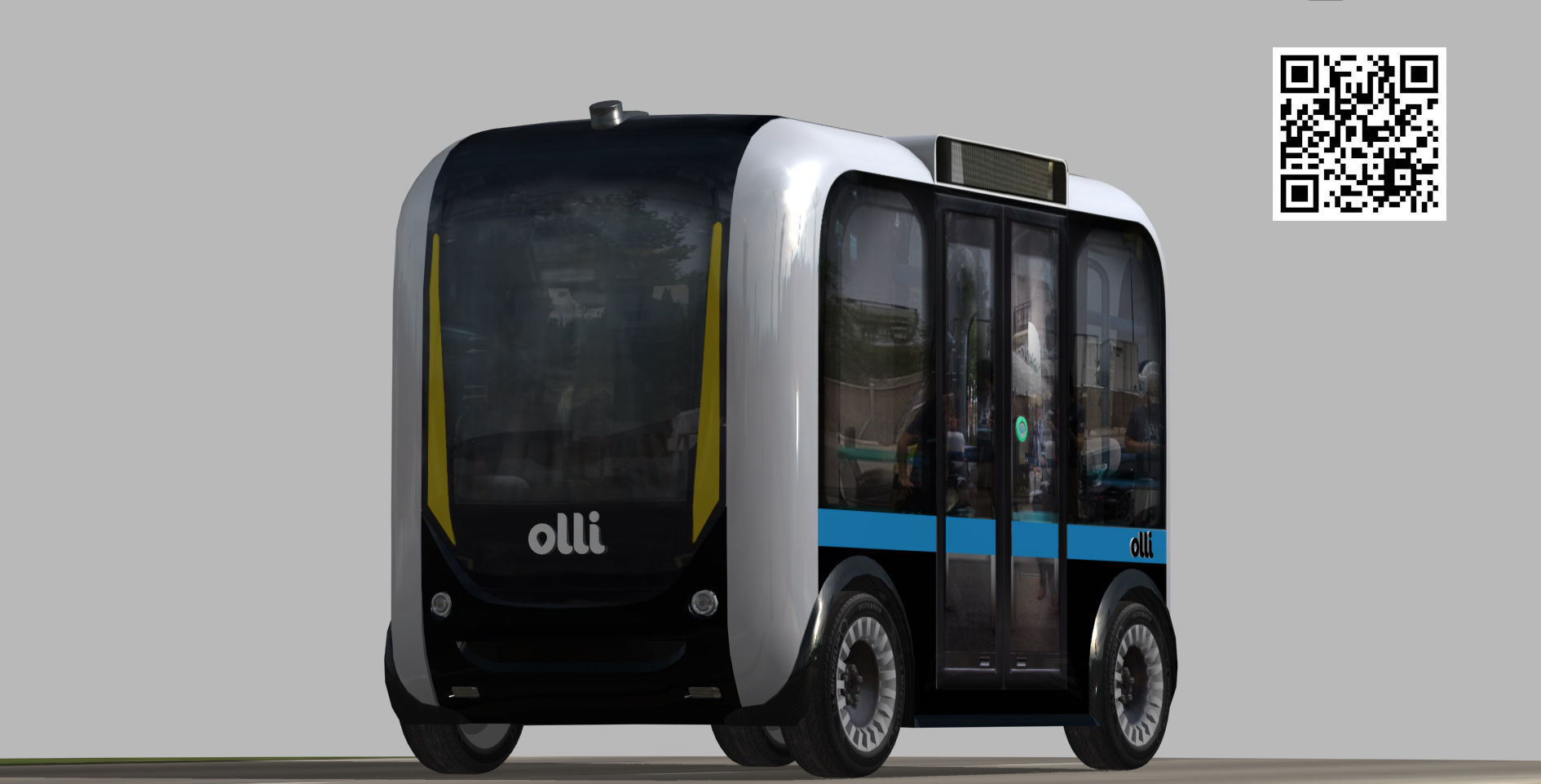 Driverless Electric bus pack Low-poly 3D model_2