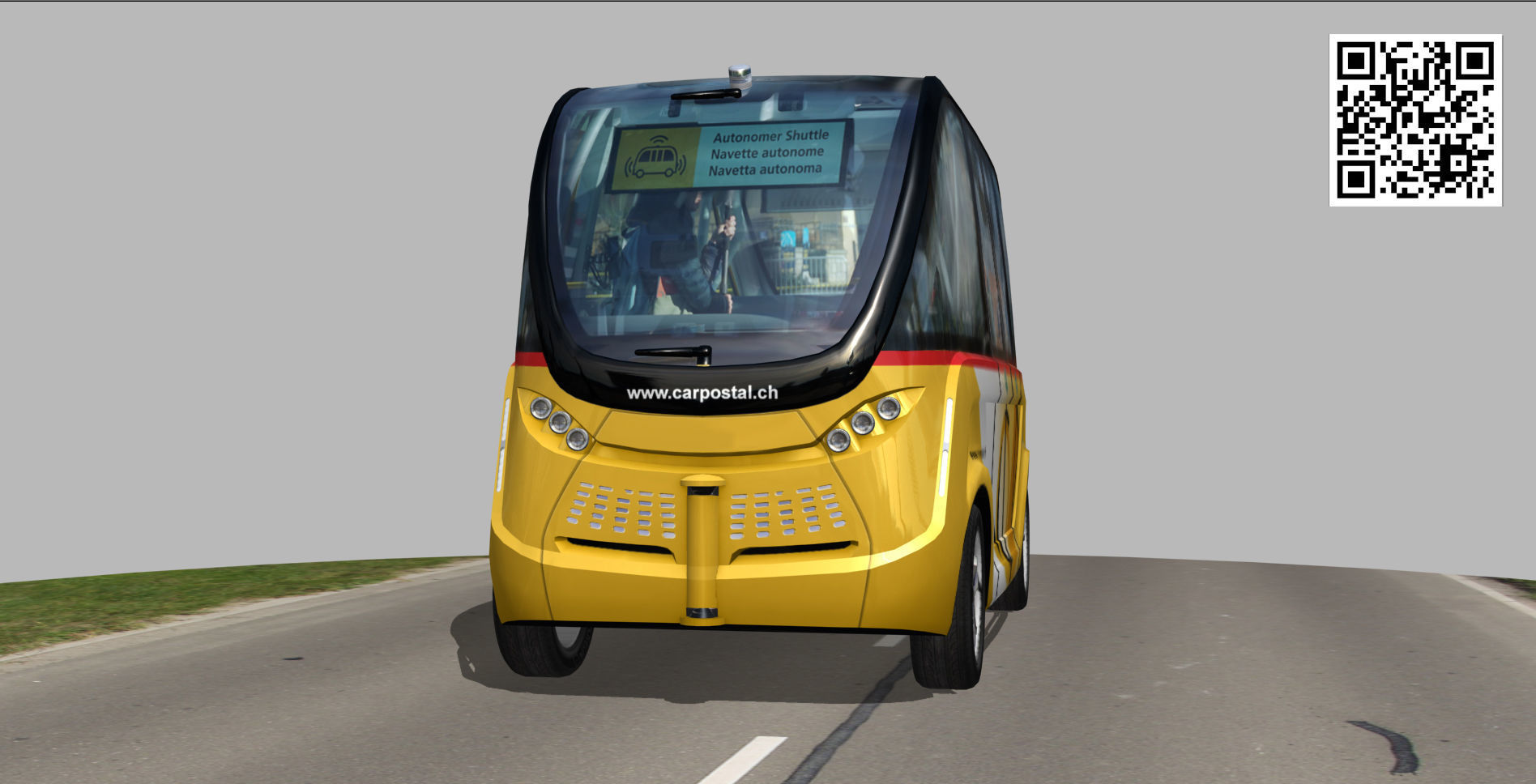 Driverless Electric bus pack Low-poly 3D model_21