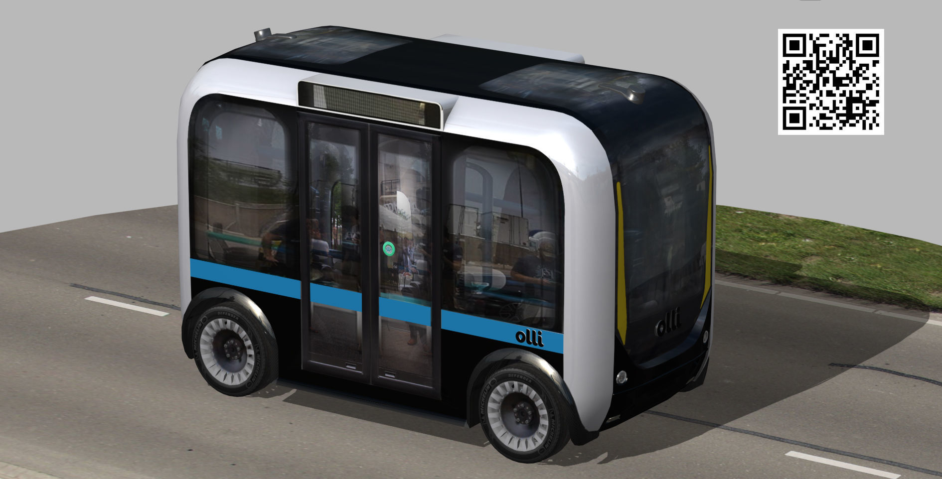 Driverless Electric bus pack Low-poly 3D model_4
