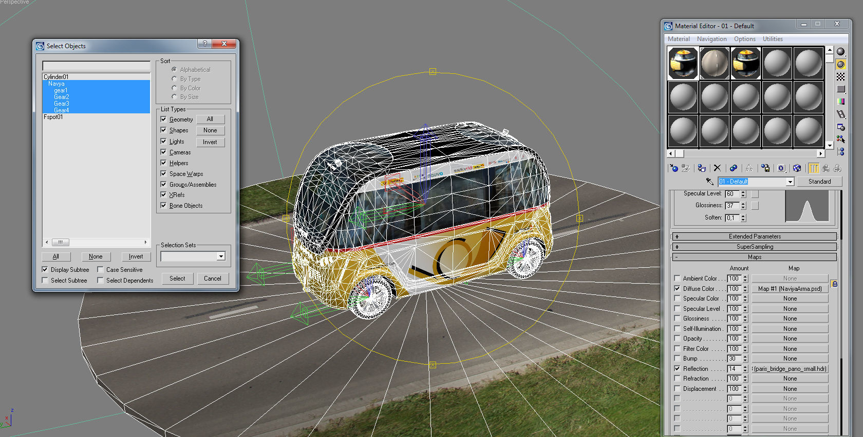 Driverless Electric bus pack Low-poly 3D model_26