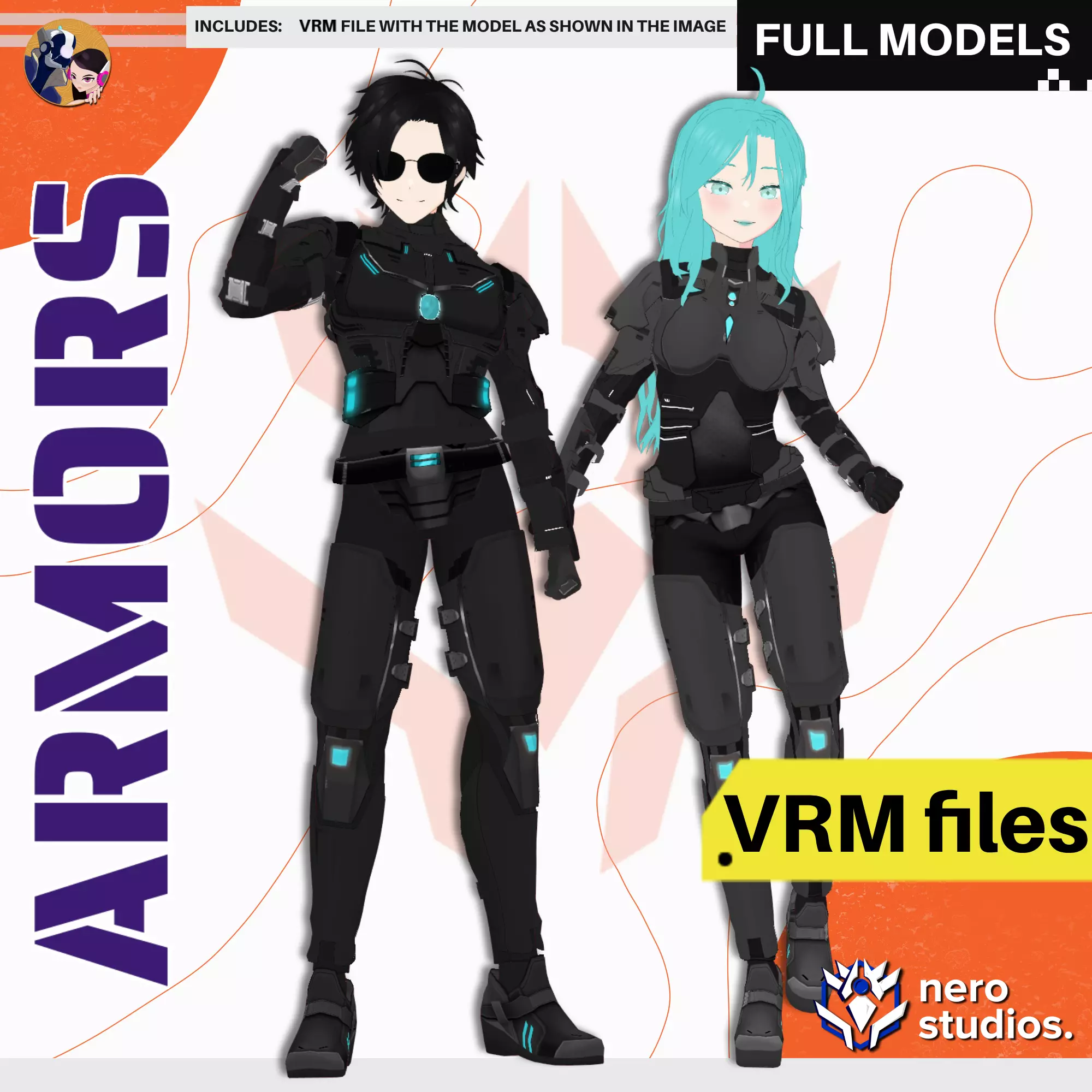 VRM ARMOR SCI FI COSTUME PLATES FULL SET MALE AND FEMALE 3D model