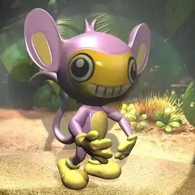 Pokemon like monkey RIGGED Low-poly 3D model