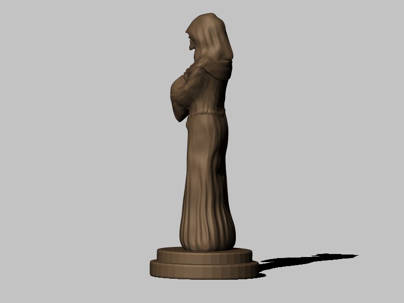 Monk statue 3D print model_3