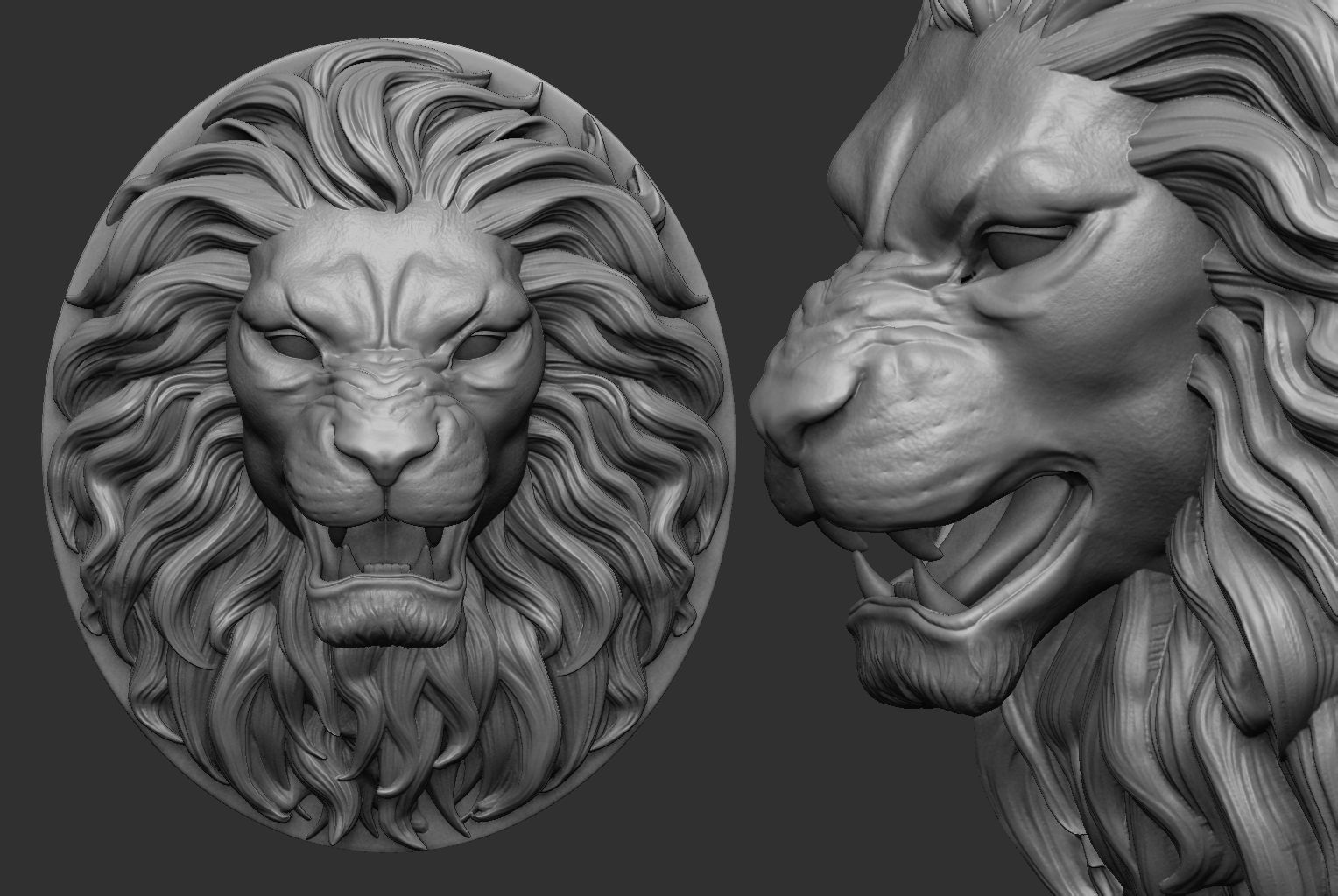 Lion Pendant - two versions 3D print model_3
