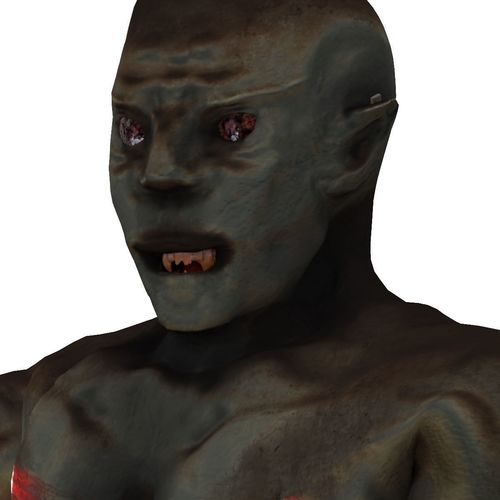 Monster undead man squatting Low-poly 3D model