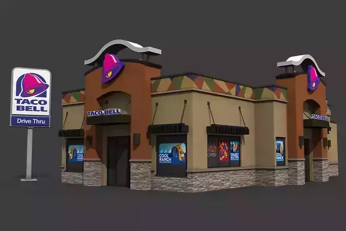 Taco Bell Restaurant Low-poly 3D model