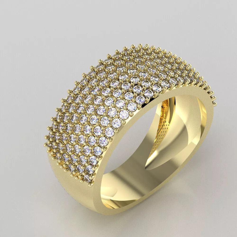 Luxury Diamond Pave Wide Band Ring 3DM STL CAD File 3D print model