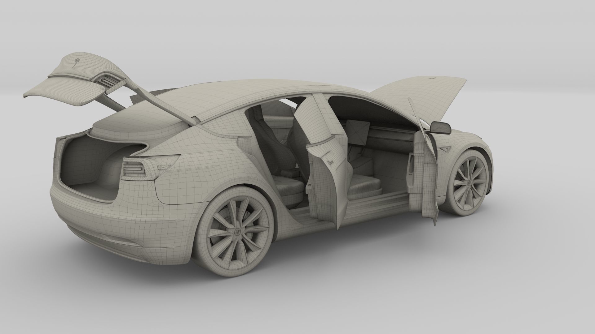 Tesla Model 3 with interior 3D model_44
