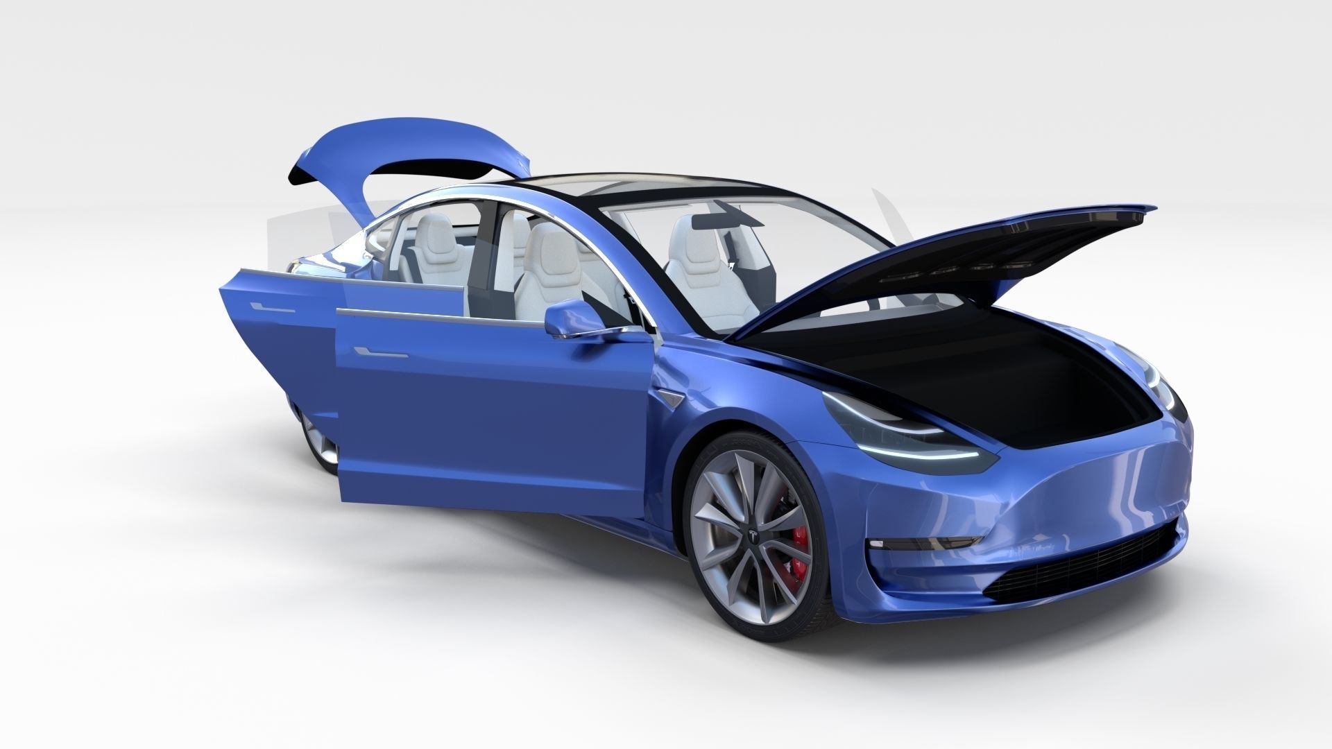 Tesla Model 3 with interior 3D model_15