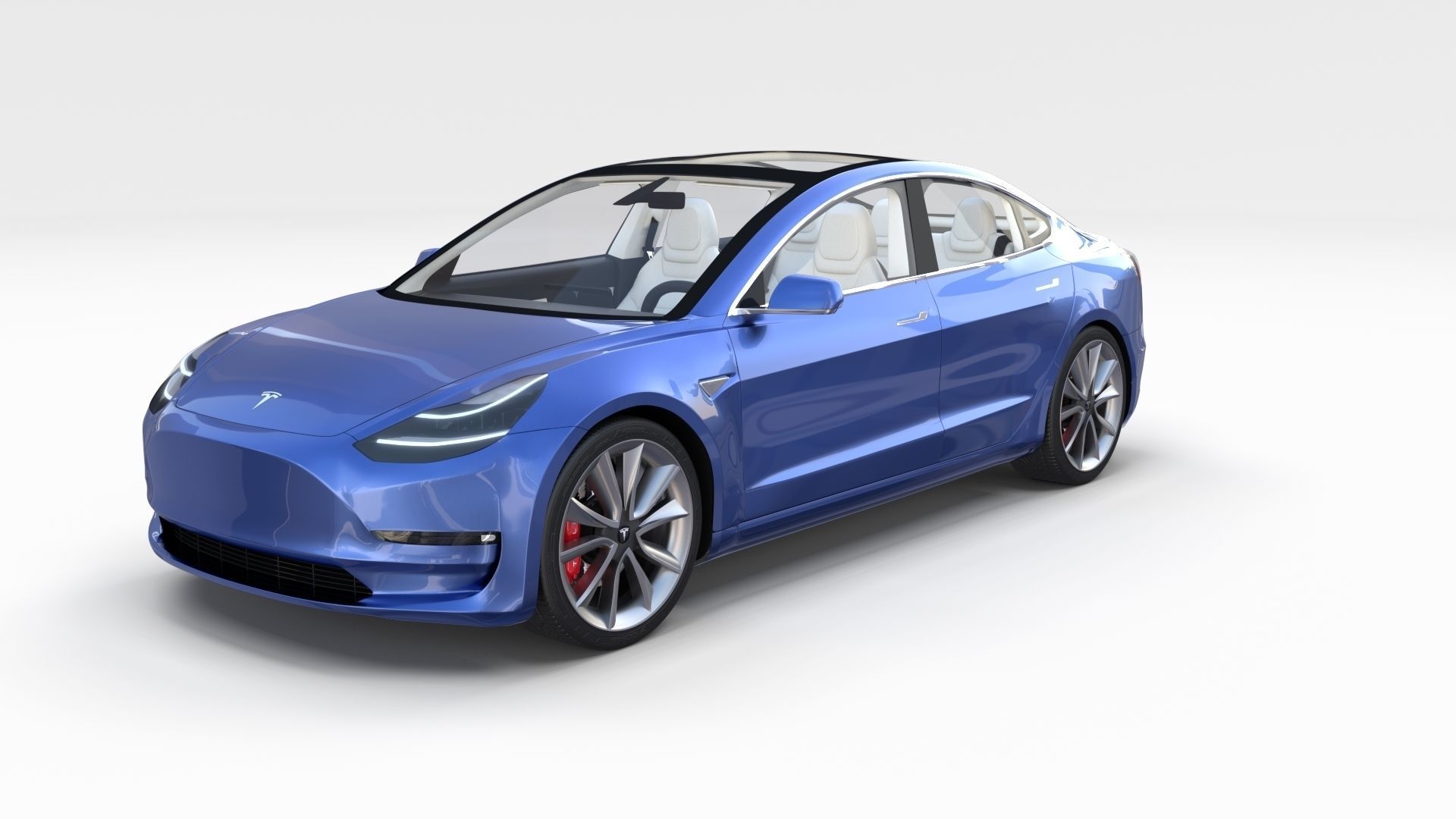 Tesla Model 3 with interior 3D model_40