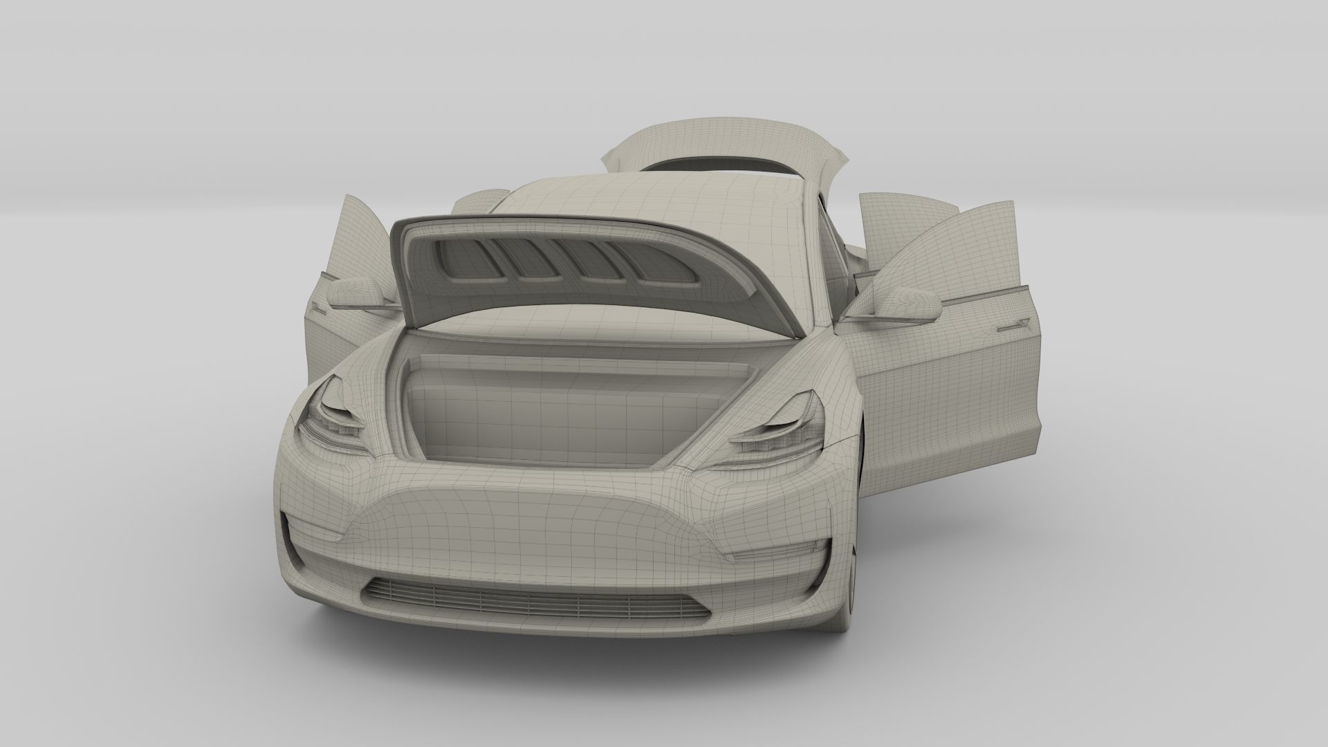 Tesla Model 3 with interior 3D model_25