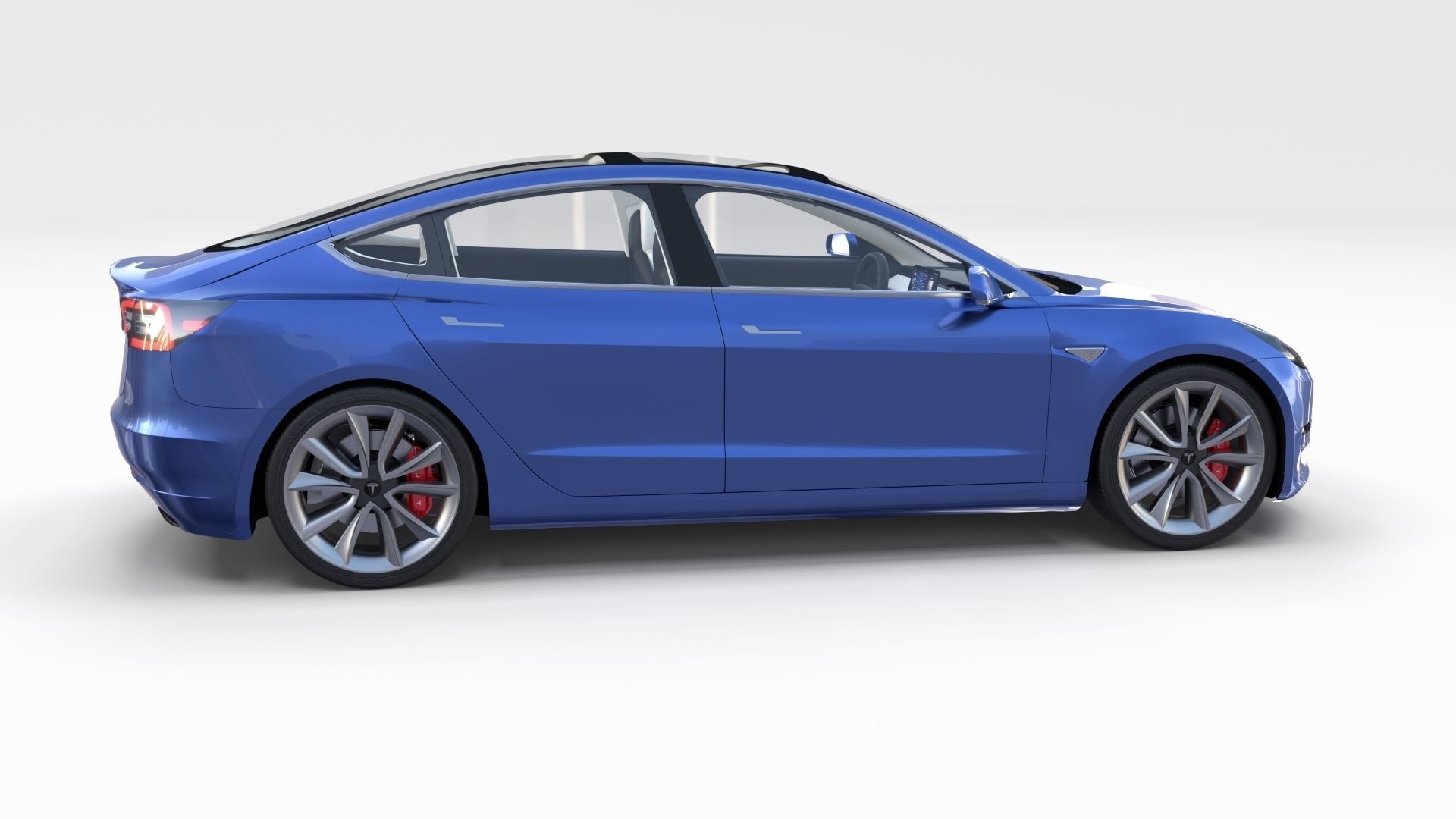 Tesla Model 3 with interior 3D model_3