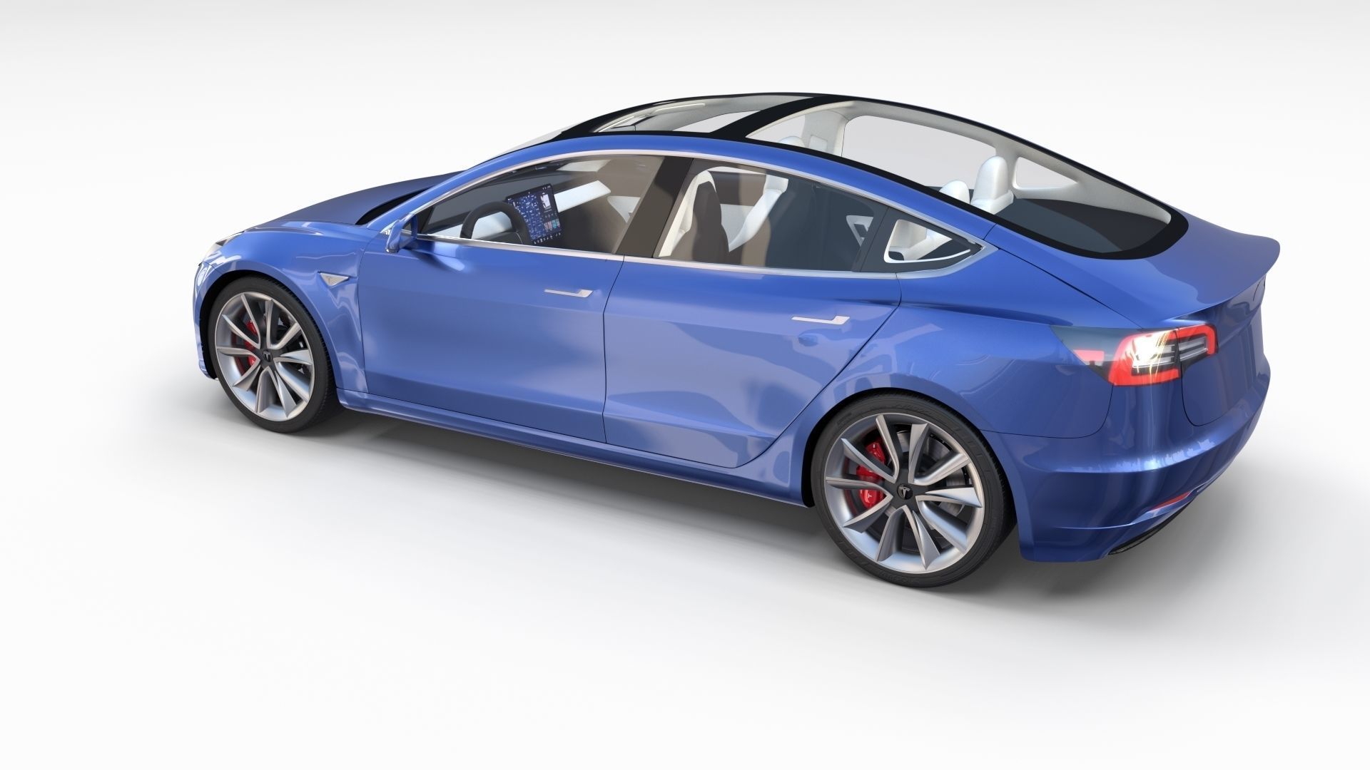 Tesla Model 3 with interior 3D model_47