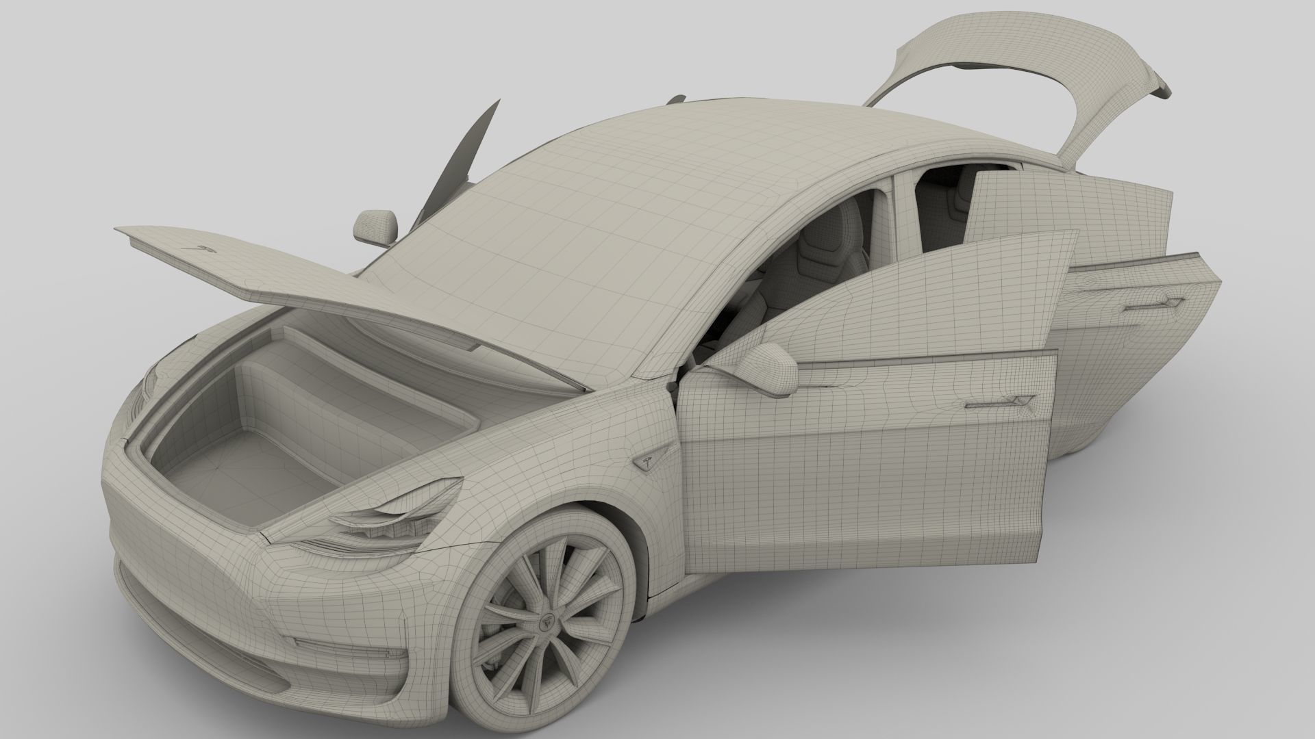 Tesla Model 3 with interior 3D model_55