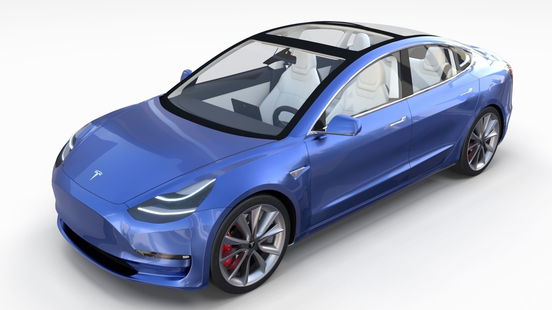 Tesla Model 3 with interior 3D model_19