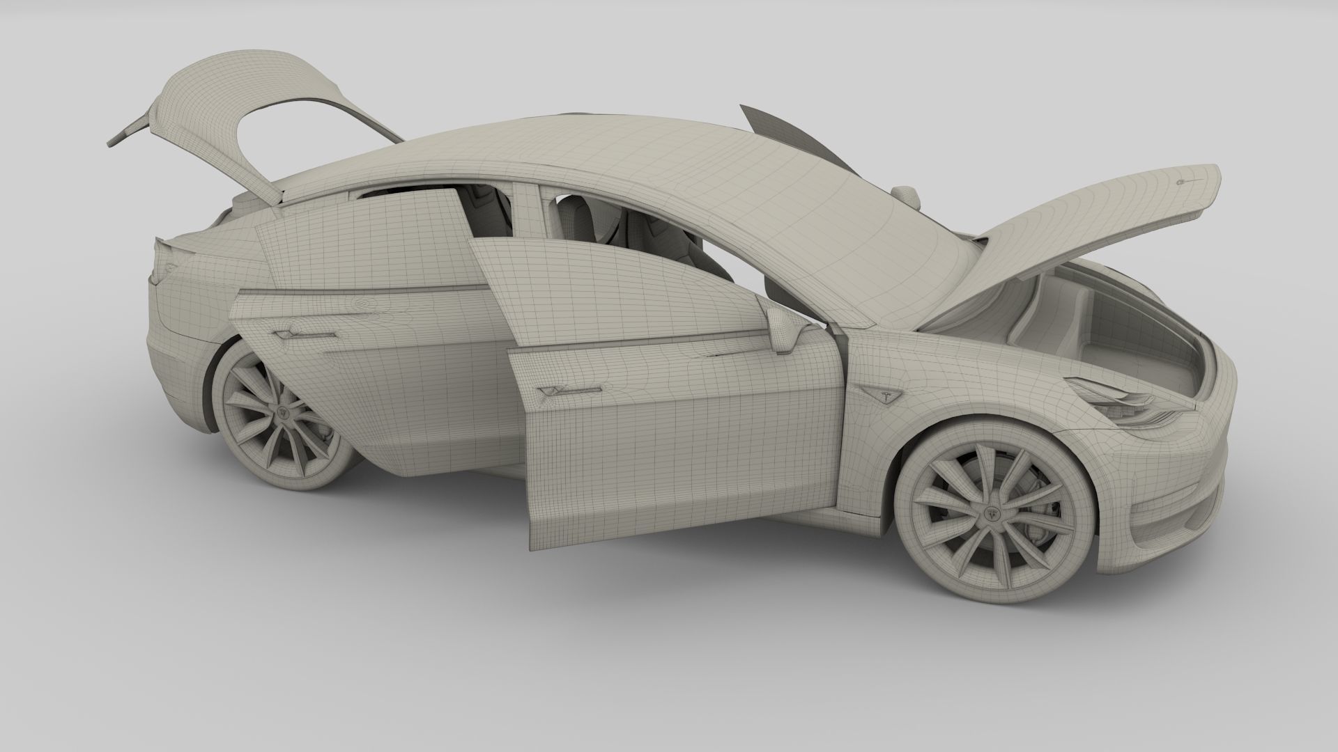Tesla Model 3 with interior 3D model_26