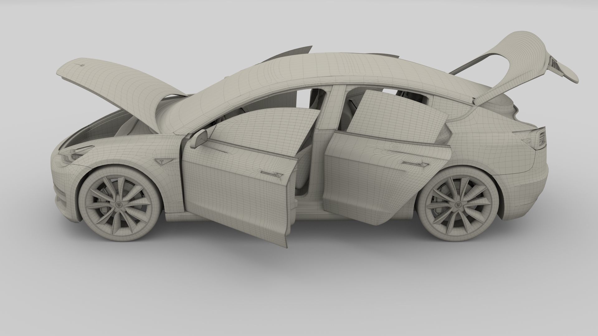Tesla Model 3 with interior 3D model_64