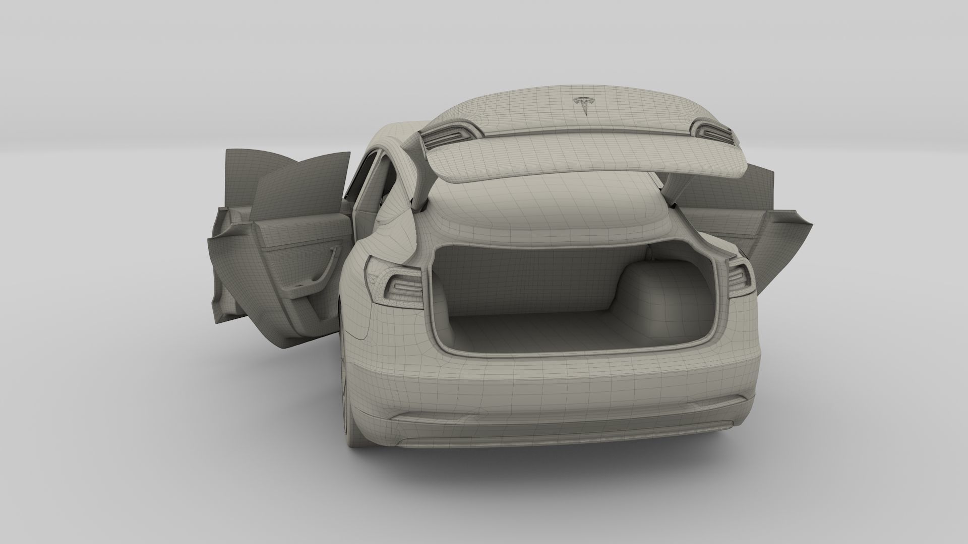 Tesla Model 3 with interior 3D model_10