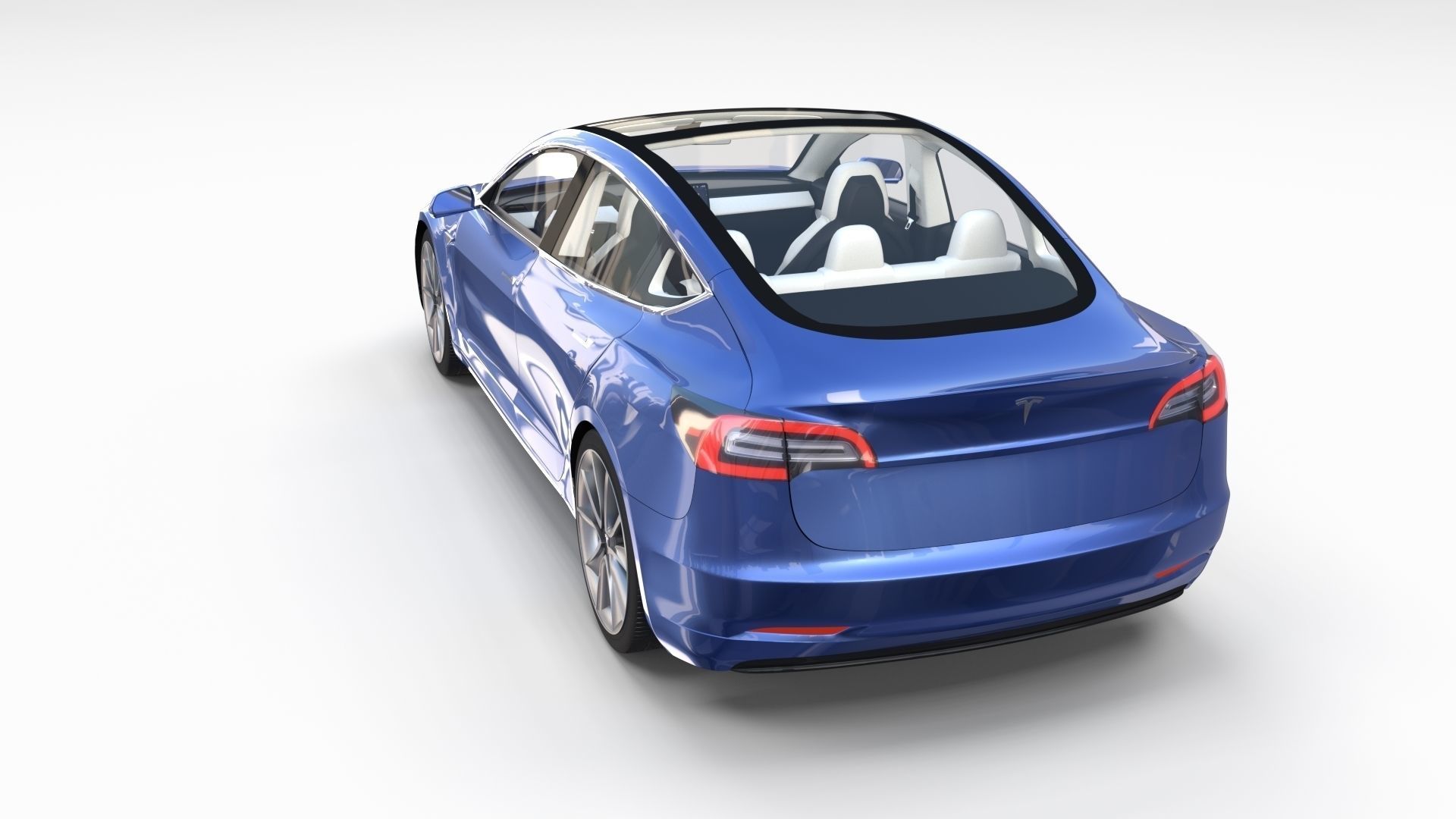 Tesla Model 3 with interior 3D model_29