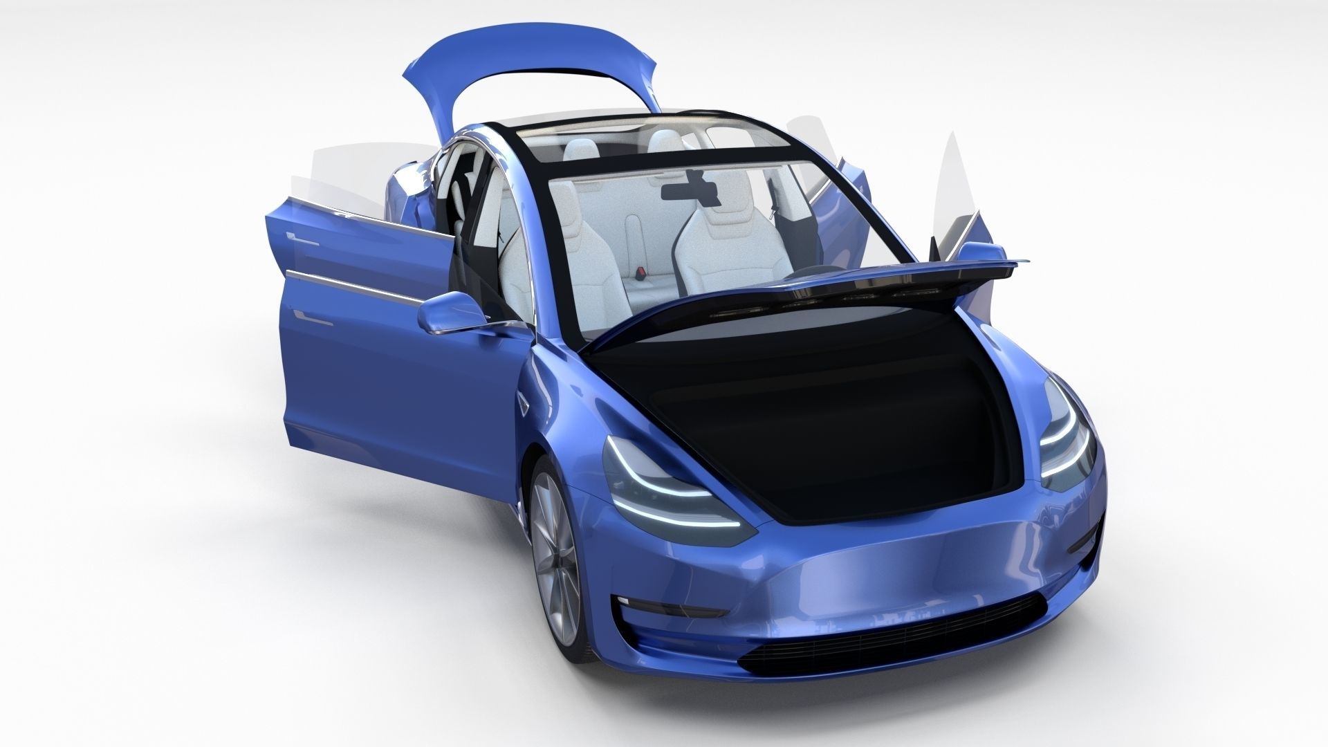 Tesla Model 3 with interior 3D model_18