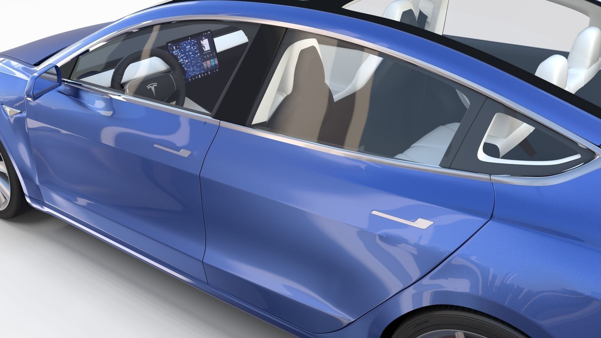 Tesla Model 3 with interior 3D model_41