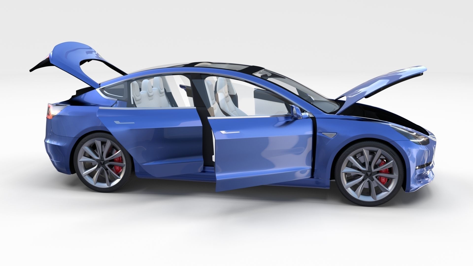 Tesla Model 3 with interior 3D model_11