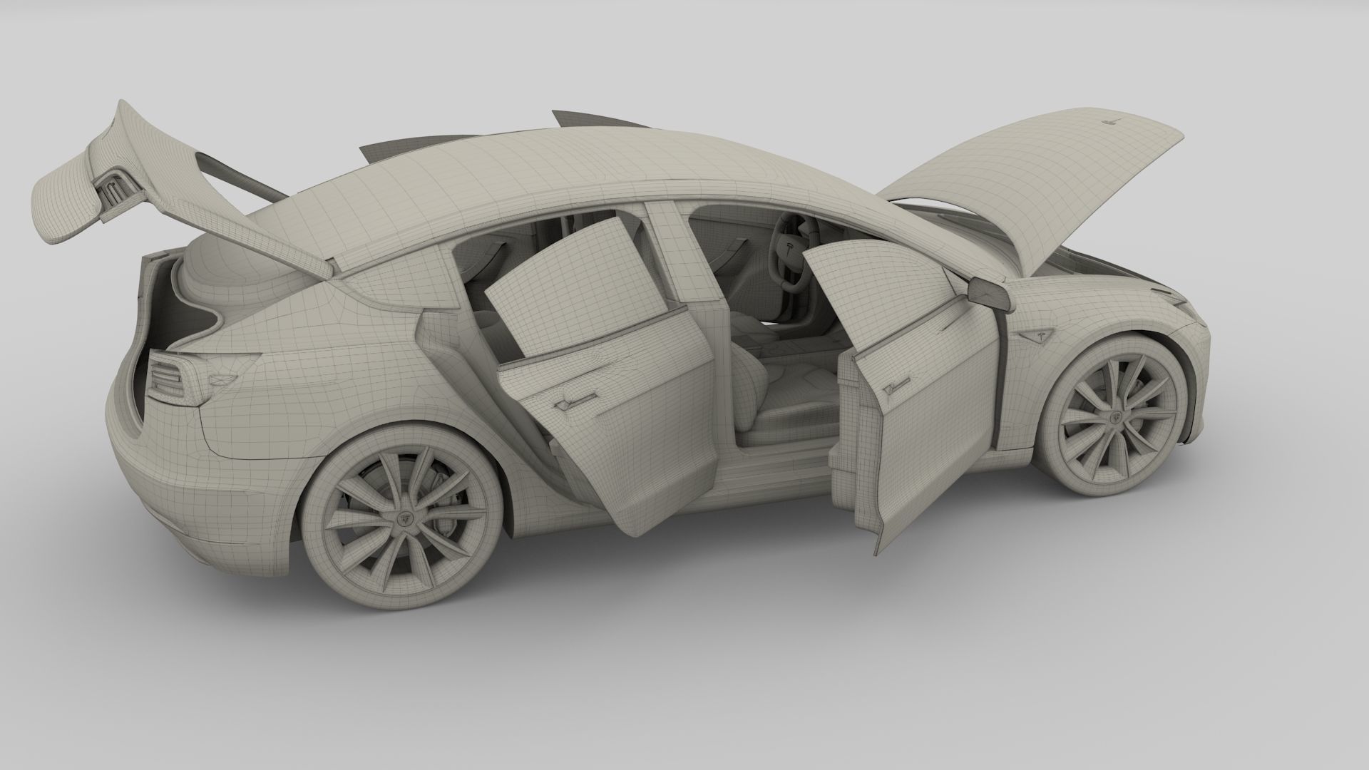 Tesla Model 3 with interior 3D model_38