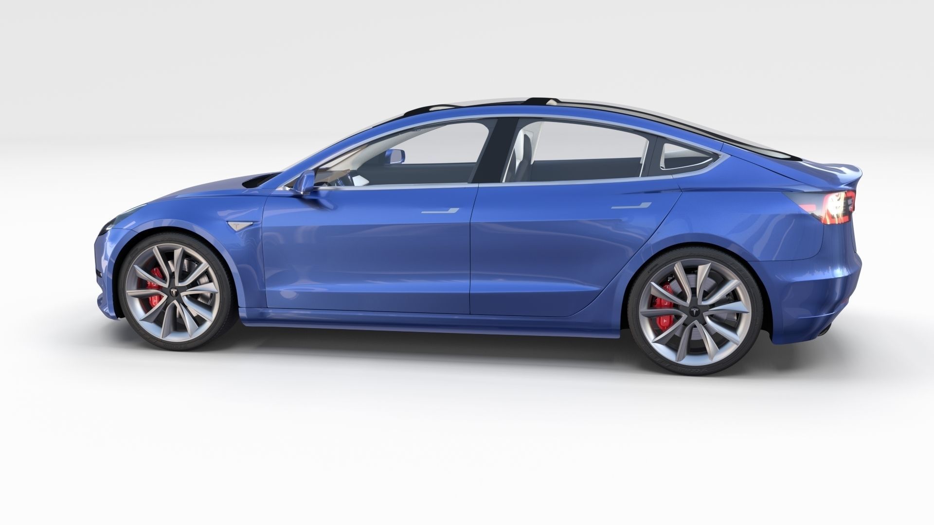 Tesla Model 3 with interior 3D model_53