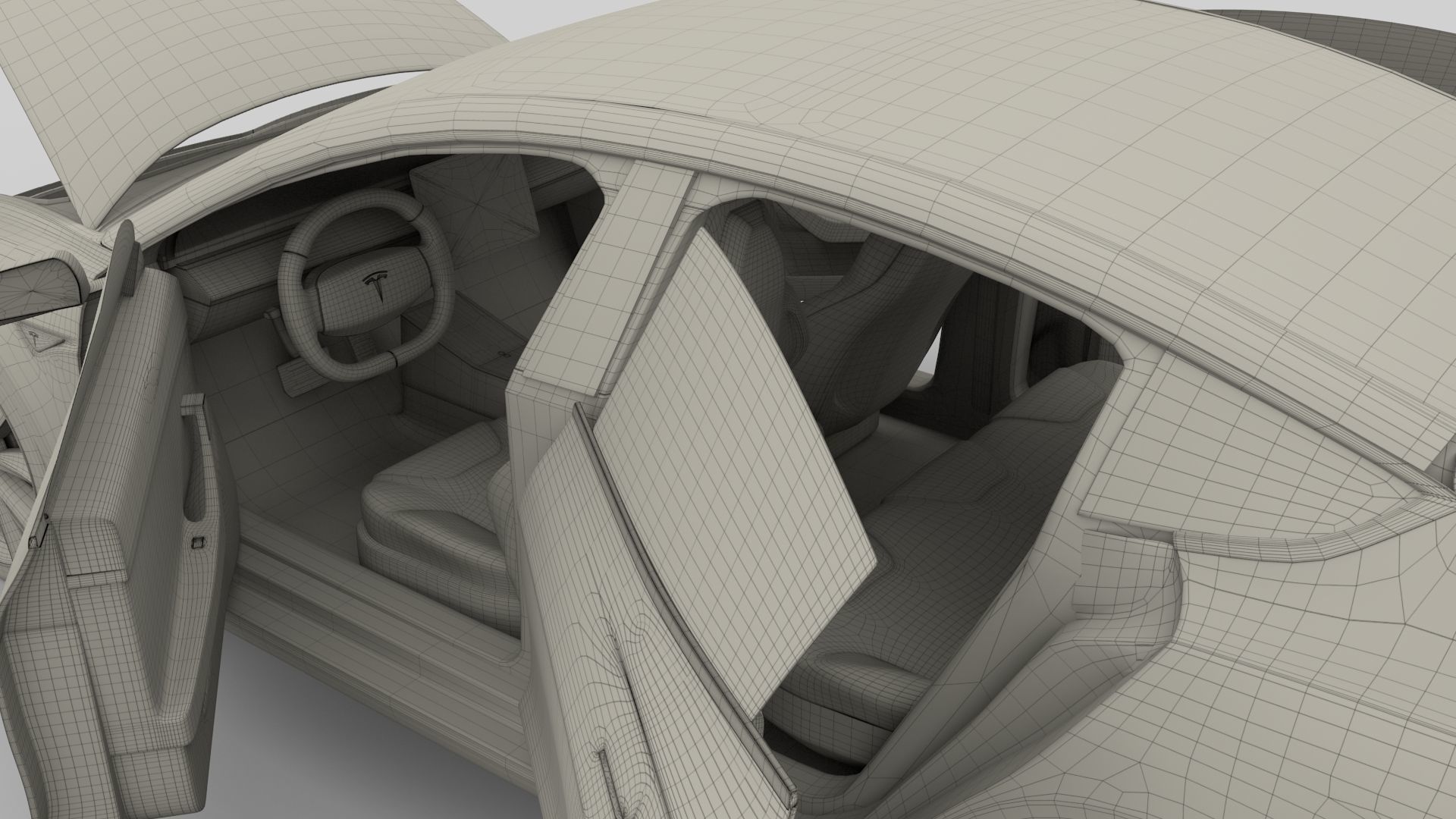 Tesla Model 3 with interior 3D model_23