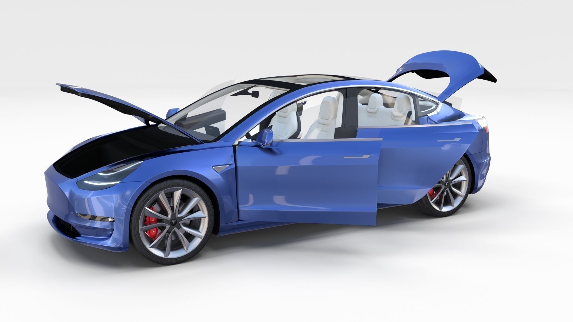 Tesla Model 3 with interior 3D model_39