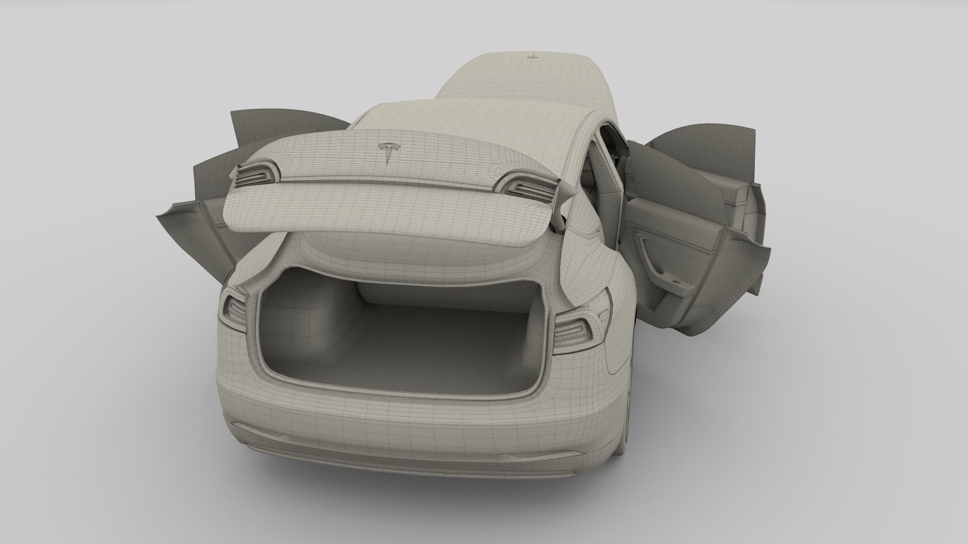 Tesla Model 3 with interior 3D model_46