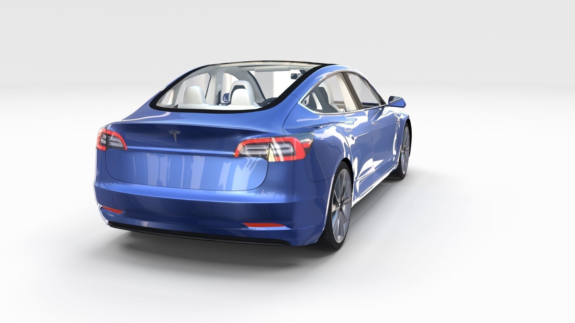 Tesla Model 3 with interior 3D model_4