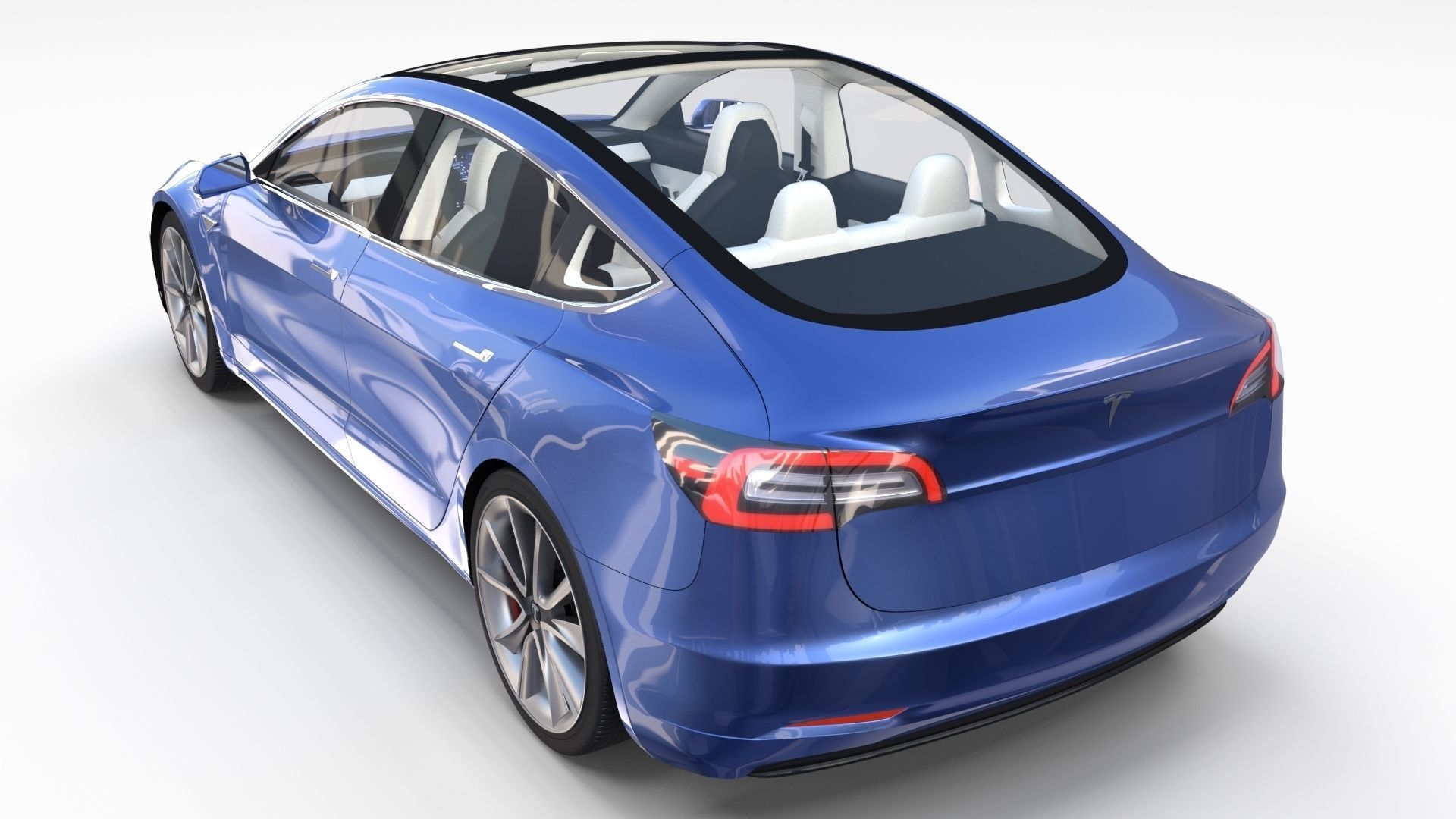 Tesla Model 3 with interior 3D model_30