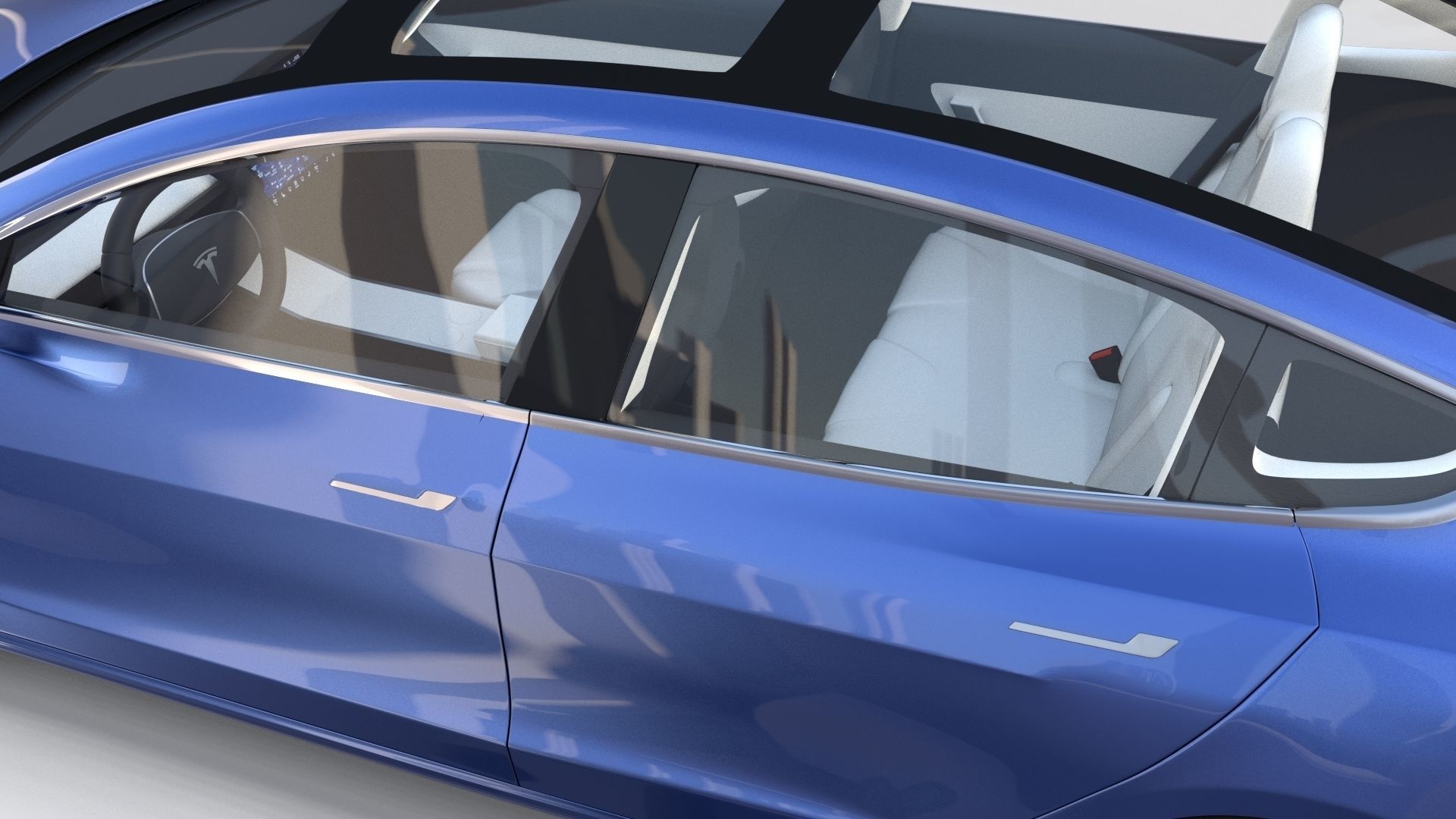 Tesla Model 3 with interior 3D model_42