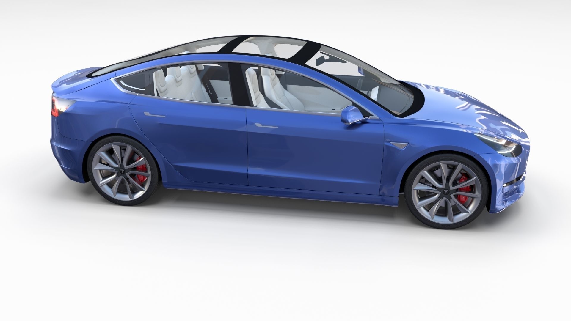 Tesla Model 3 with interior 3D model_54