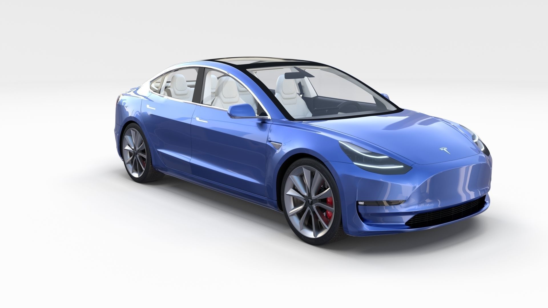 Tesla Model 3 with interior 3D model_8