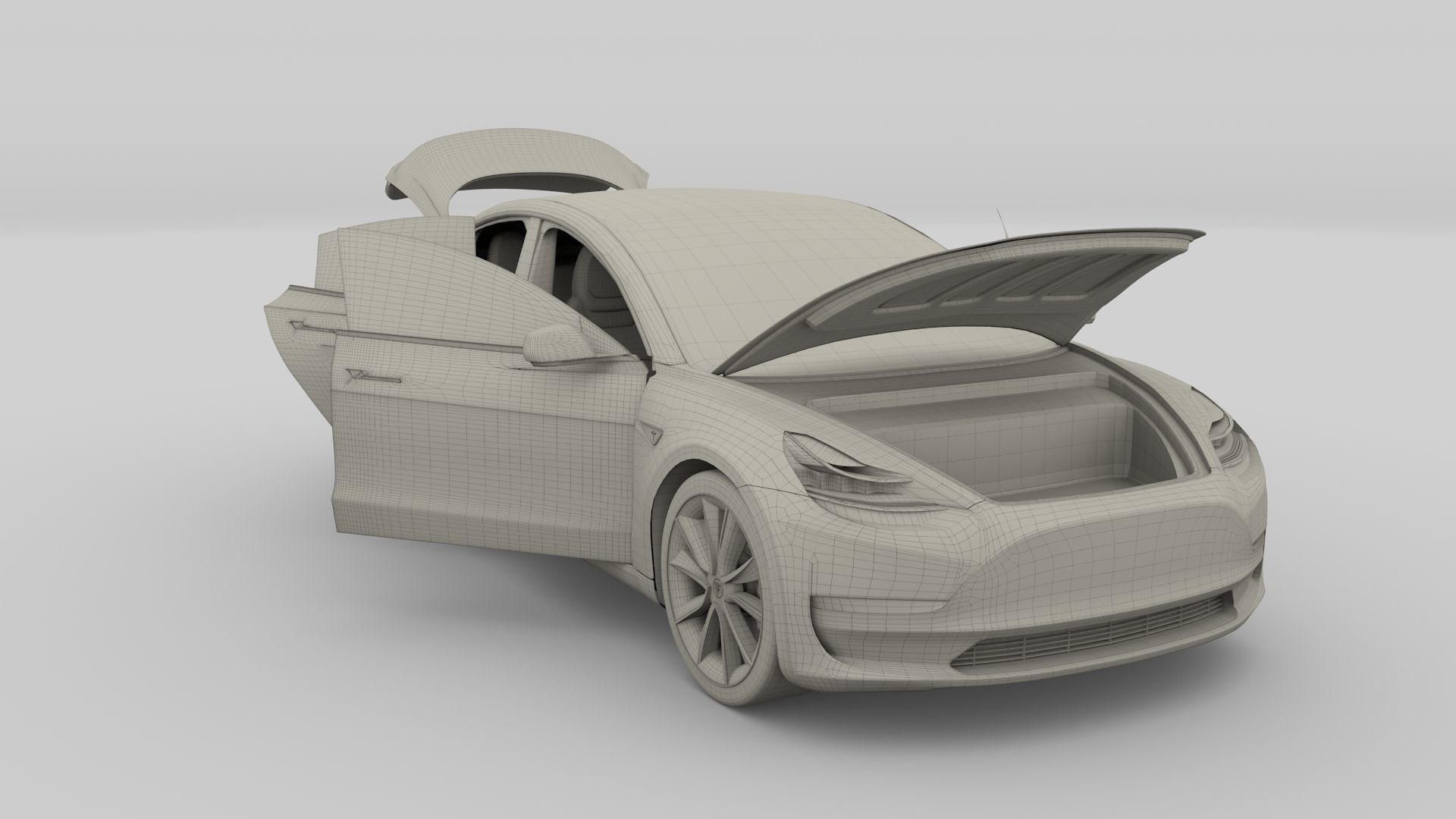 Tesla Model 3 with interior 3D model_24