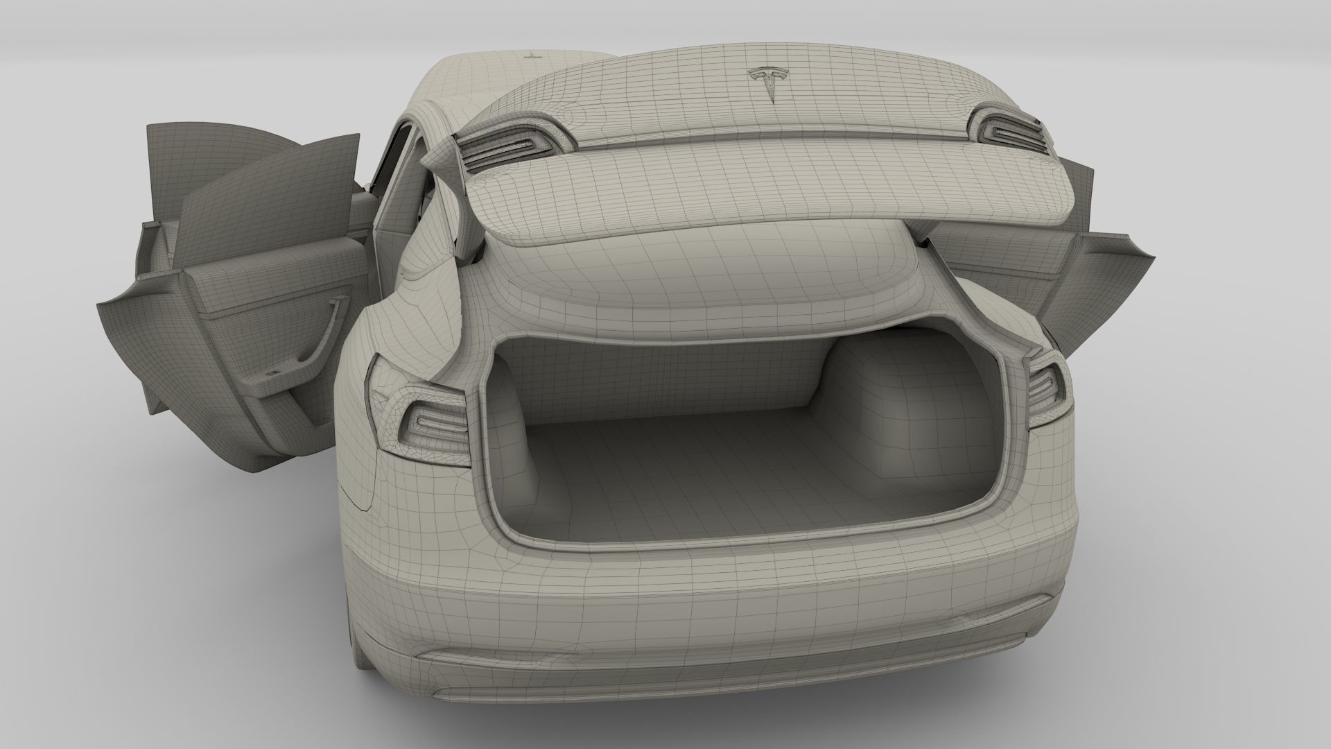 Tesla Model 3 with interior 3D model_31