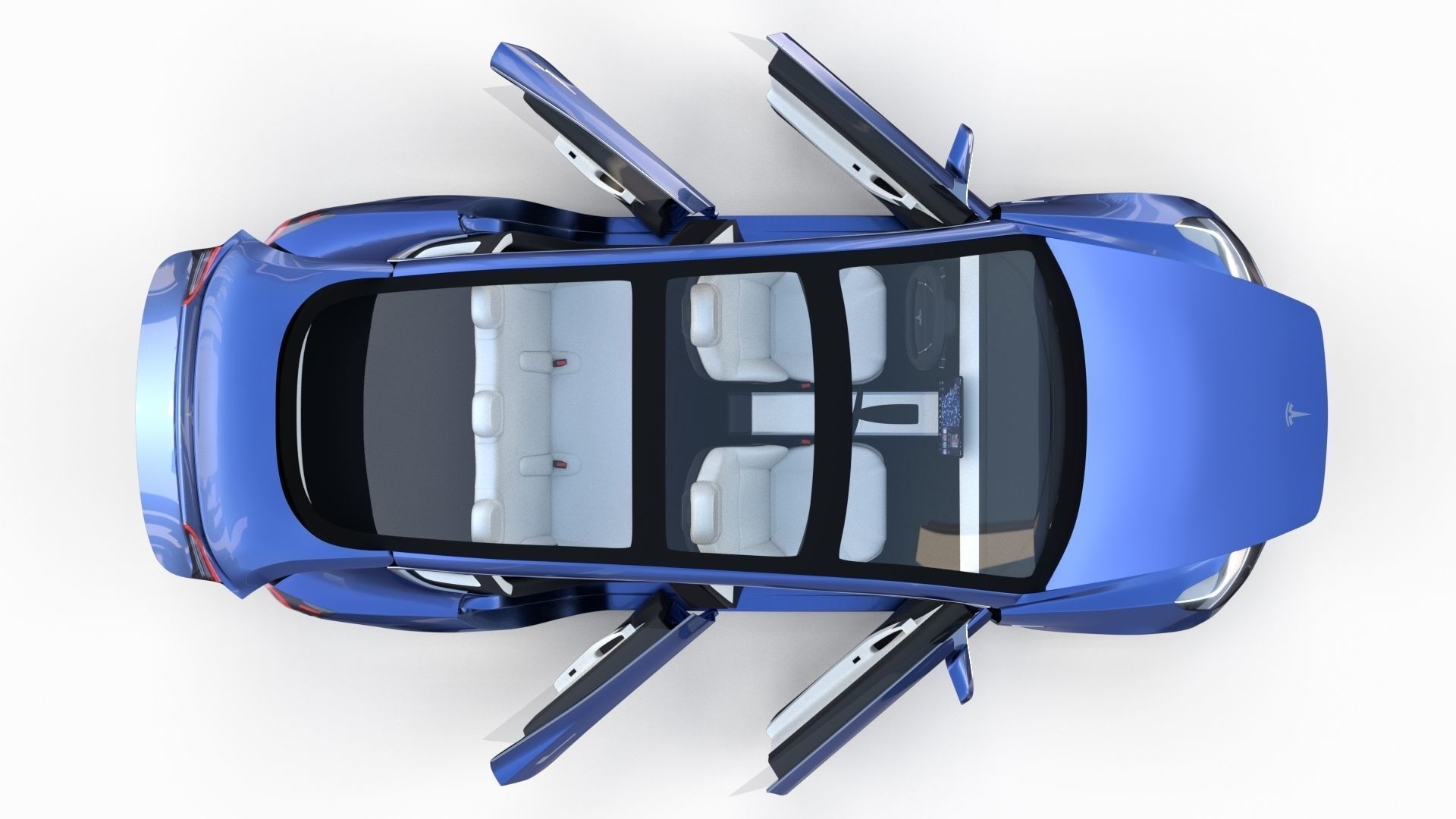 Tesla Model 3 with interior 3D model_1