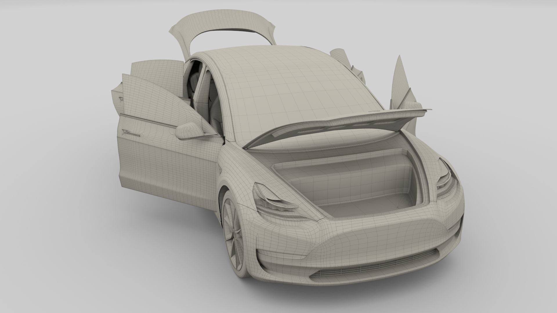 Tesla Model 3 with interior 3D model_34