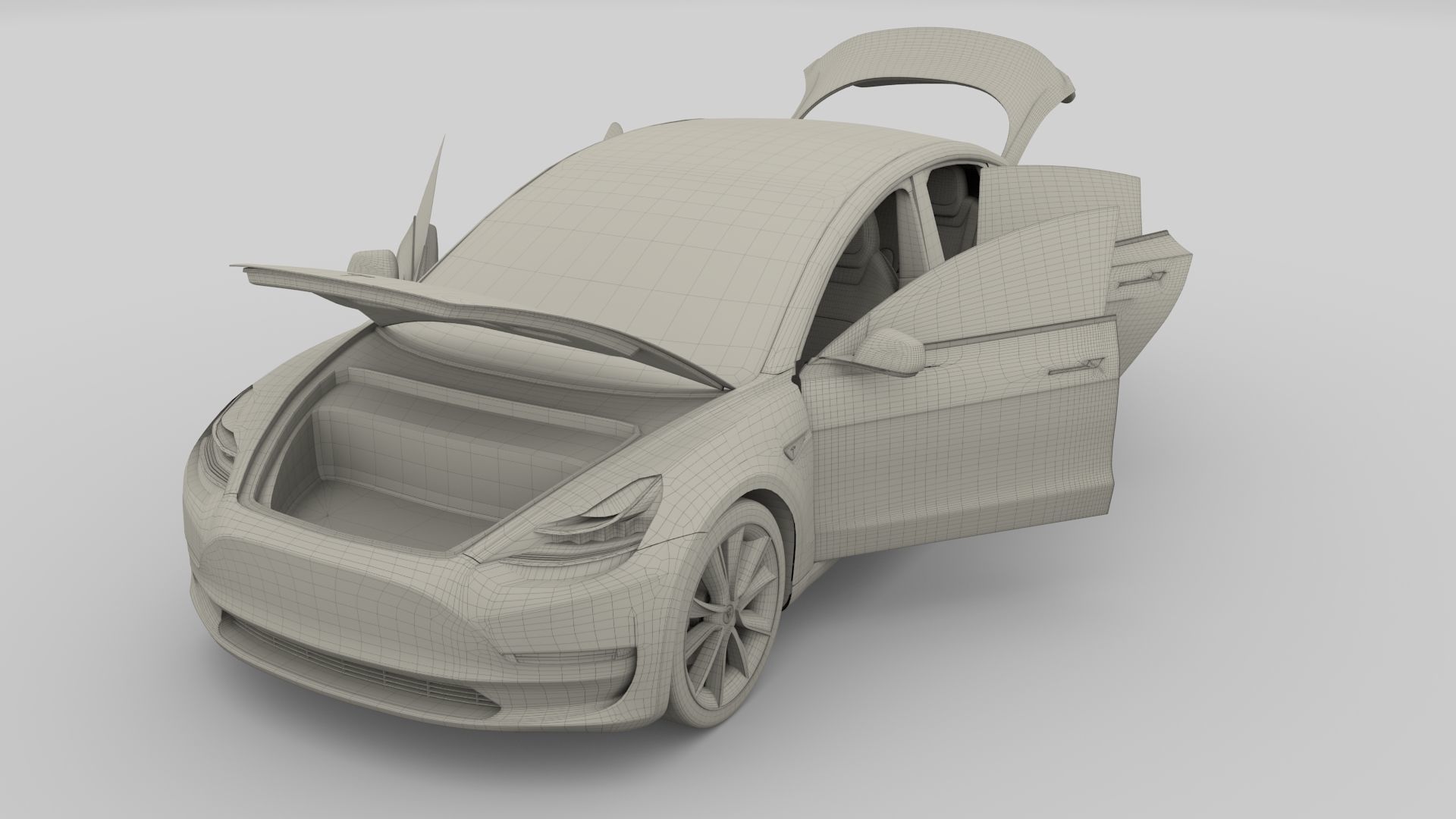 Tesla Model 3 with interior 3D model_28