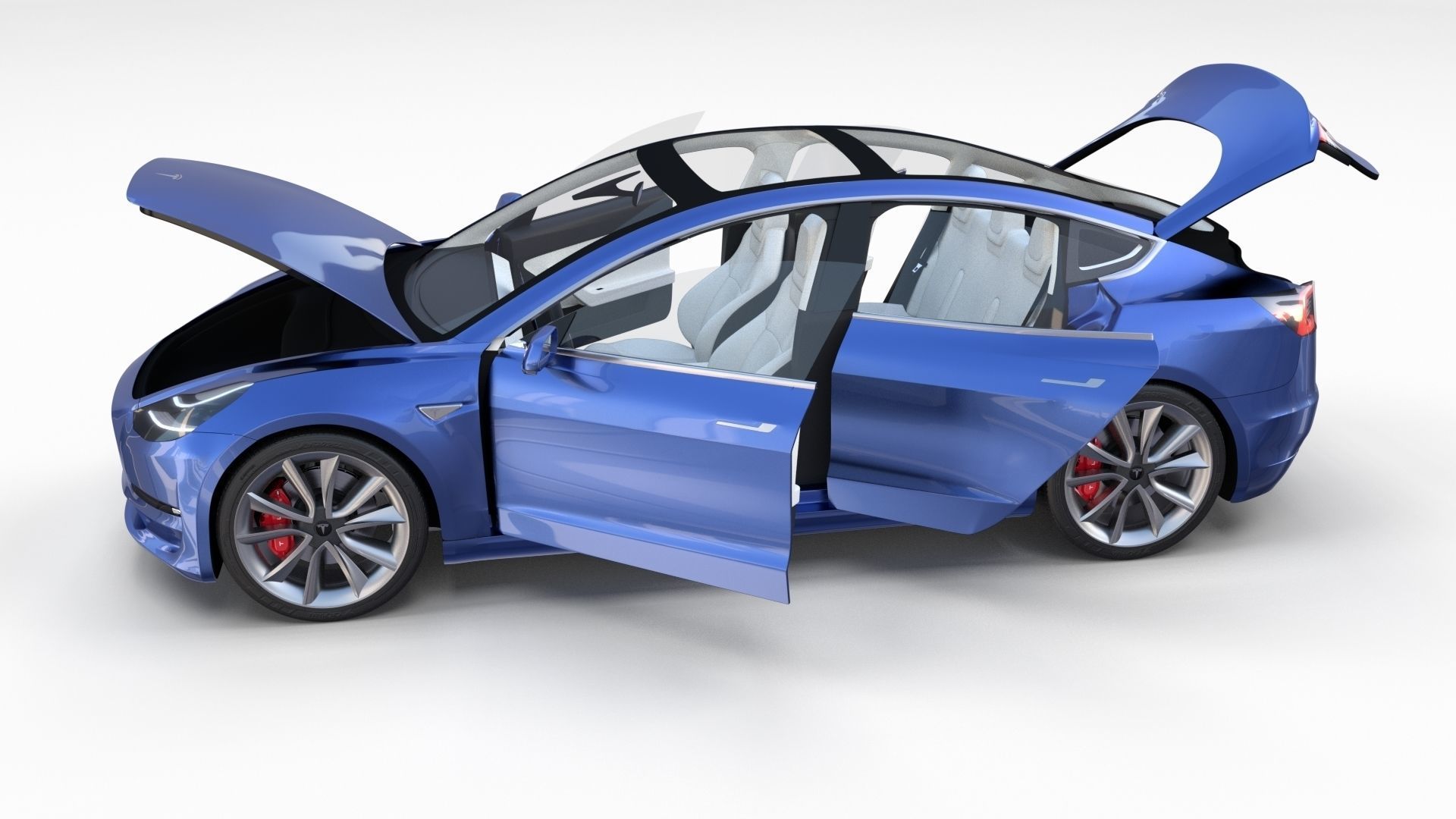Tesla Model 3 with interior 3D model_65