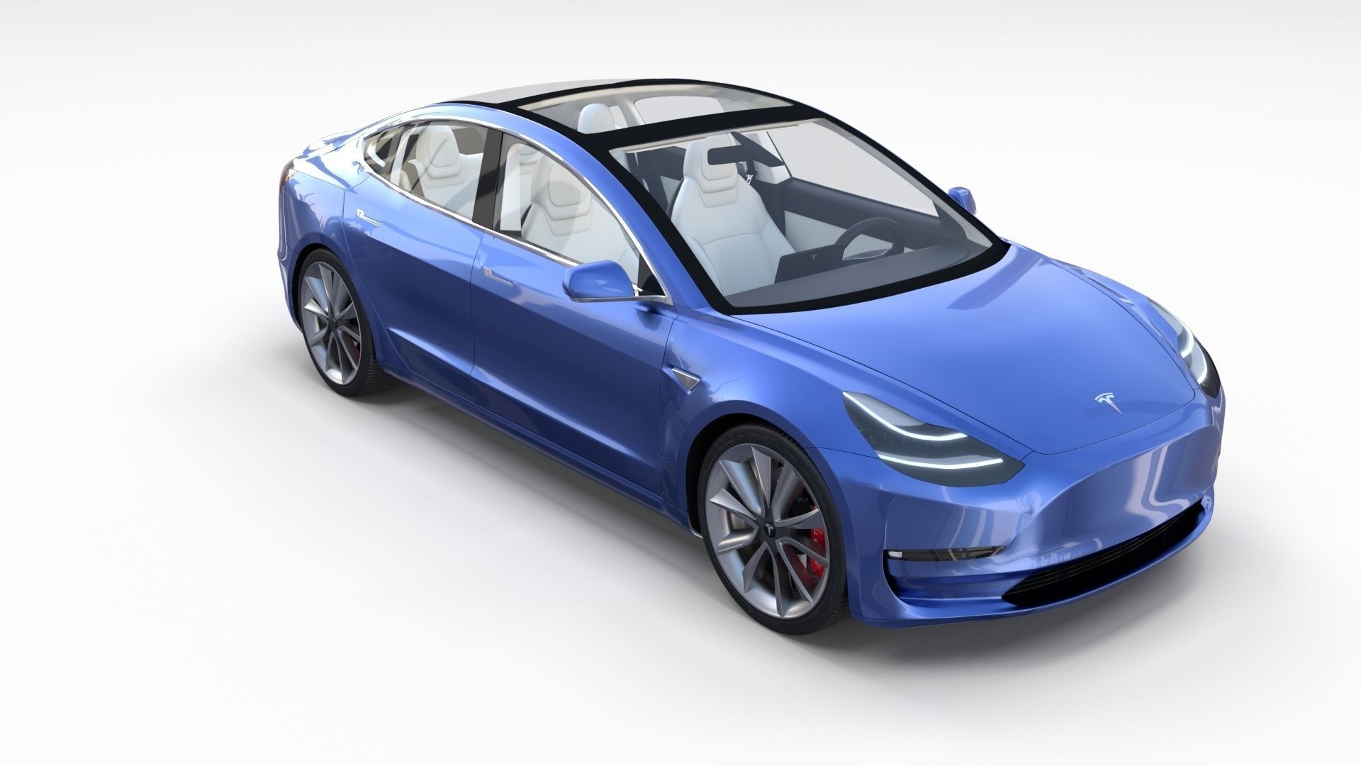 Tesla Model 3 with interior 3D model_37