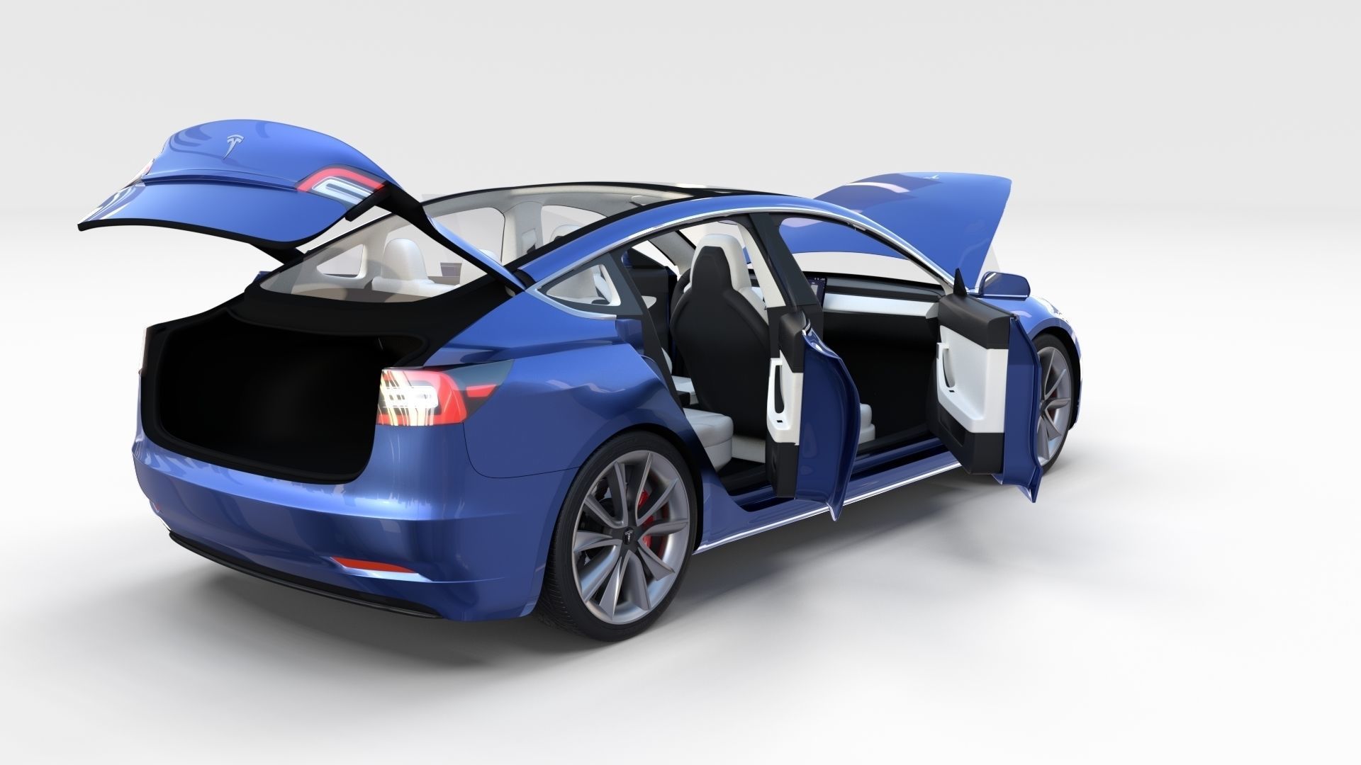 Tesla Model 3 with interior 3D model_20