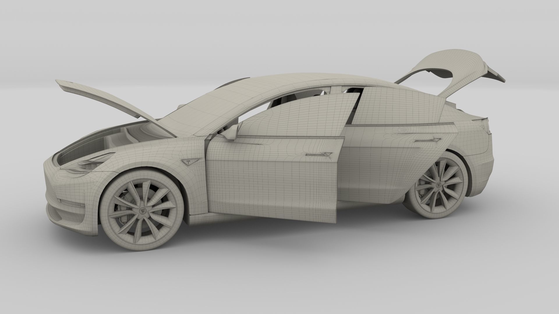 Tesla Model 3 with interior 3D model_63