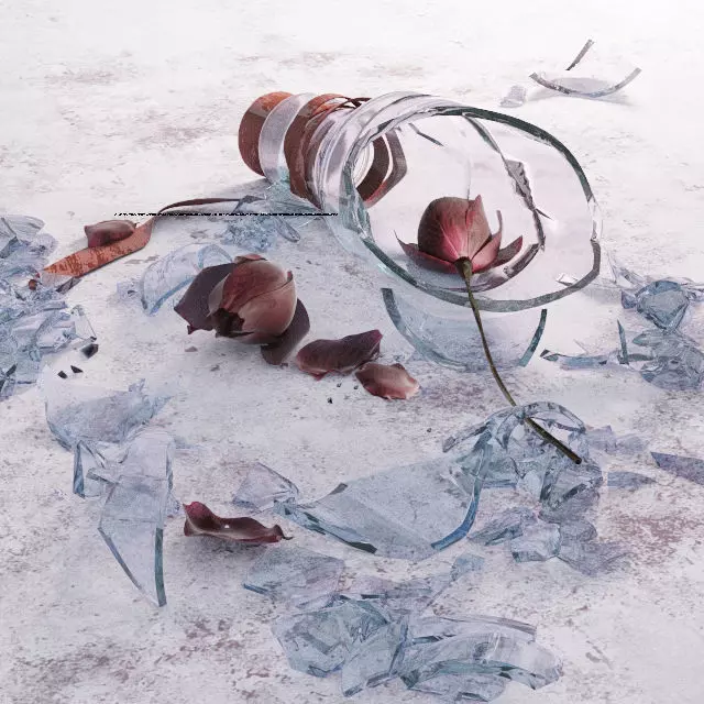  Rose in a broken bottle 3D model_0