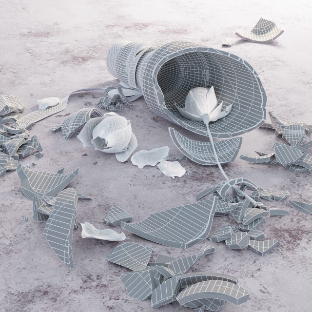  Rose in a broken bottle 3D model_1