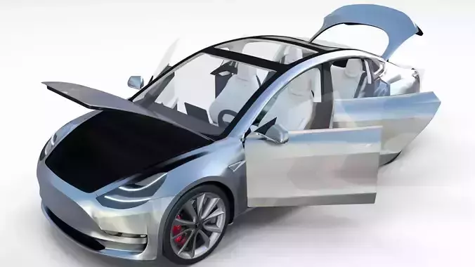 Tesla Model 3 Silver with interior